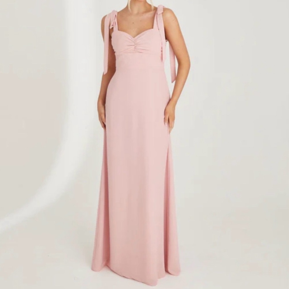 Bow Tie Shoulder Chiffon Bridesmaid Dress